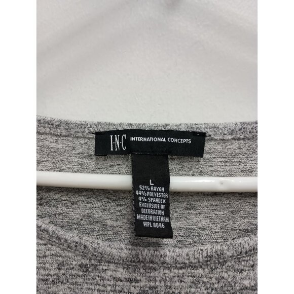 Inc INternational Concepts Top Womens Large Gray Soft Knit BOHO Lace Up Hem - Picture 6 of 10